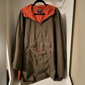 Ralph Lauren Polo Orange and Military Drab Green Pancho rain resistant large